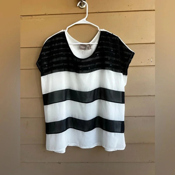 NWT Chico's Sequin Striped Gwen Scoop Top - Size 3 (XL) - Picture 1 of 7